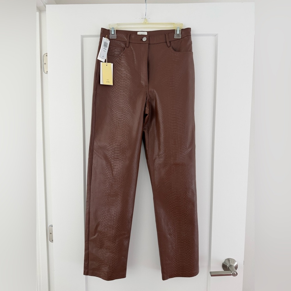 Aritzia Wilfred Women's Melina Pant Snakeskin Croc Faux Leather Size 8